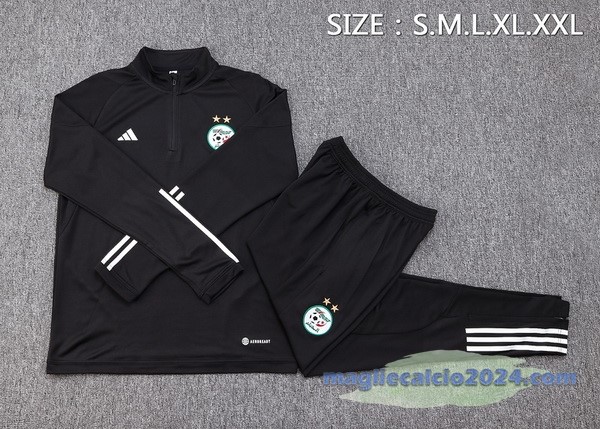 Set Completo Felpa Allenamento Algeria 2023 Nero Bianco Poco Prezzo