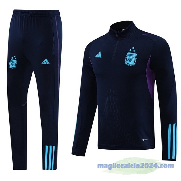 Set Completo Felpa Allenamento Argentina 2023 Blu Navy Purpureo Poco Prezzo