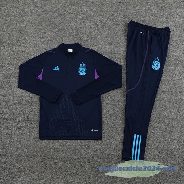 Set Completo Felpa Allenamento Argentina 2023 Blu Navy Purpureo Poco Prezzo