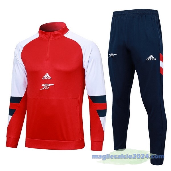 Set Completo Felpa Allenamento Arsenal 2023 2024 Rosso Bianco Blu Poco Prezzo
