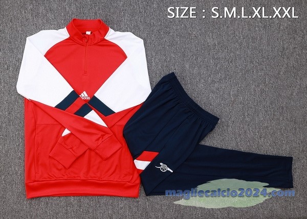 Set Completo Felpa Allenamento Arsenal 2023 2024 Rosso Bianco Blu Poco Prezzo