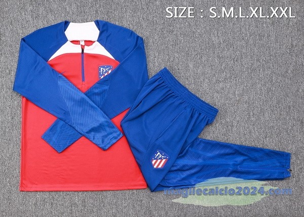 Set Completo Felpa Allenamento Atlético Madrid 2023 2024 Rosso Blu Rosa Poco Prezzo