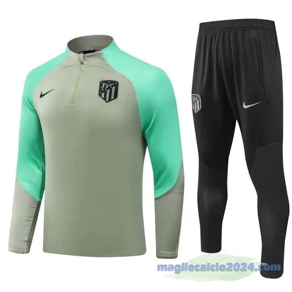 Set Completo Felpa Allenamento Atlético Madrid 2023 2024 Verde Poco Prezzo