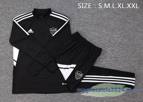 Set Completo Felpa Allenamento Atlético Mineiro 2023 2024 Nero Bianco Poco Prezzo