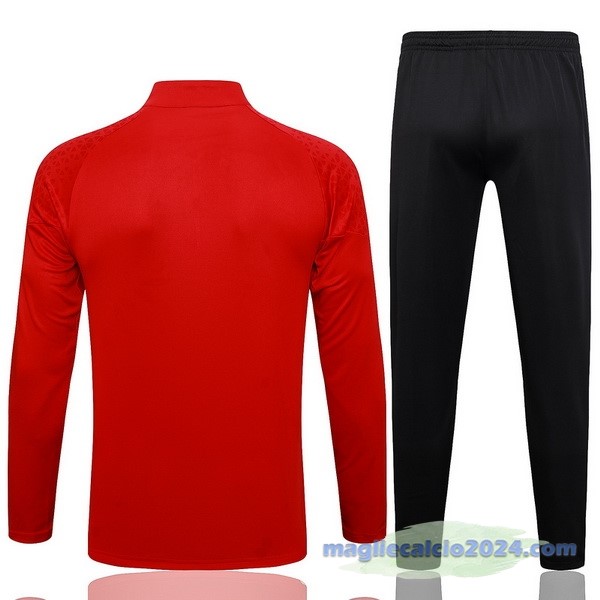 Set Completo Felpa Allenamento Bambino AC Milan 2023 2024 Rosso III Nero Poco Prezzo