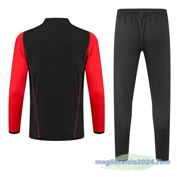 Set Completo Felpa Allenamento Bambino AS Roma 2023 2024 Nero Rosso Poco Prezzo