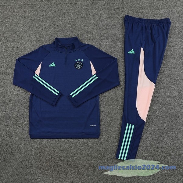 Set Completo Felpa Allenamento Bambino Ajax 2023 2024 Blu Navy Rosa Poco Prezzo
