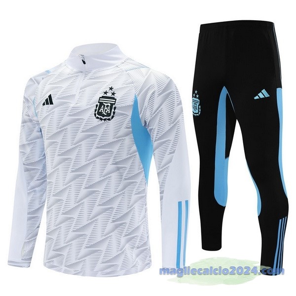 Set Completo Felpa Allenamento Bambino Argentina 2023 Bianco I Blu Nero Poco Prezzo