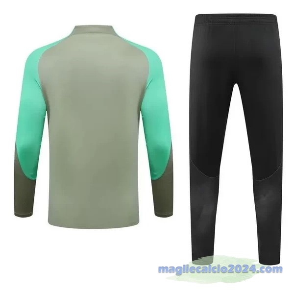Set Completo Felpa Allenamento Bambino Atlético Madrid 2023 2024 Verde Poco Prezzo