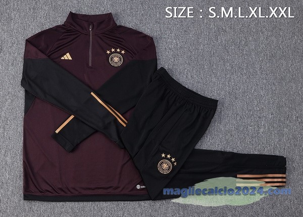 Set Completo Felpa Allenamento Bambino Germania 2022 Borgogna Nero Poco Prezzo