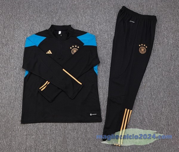 Set Completo Felpa Allenamento Bambino Germania 2023 Nero I Blu Poco Prezzo