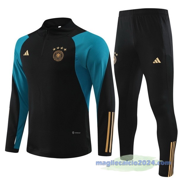 Set Completo Felpa Allenamento Bambino Germania 2023 Nero Verde Poco Prezzo
