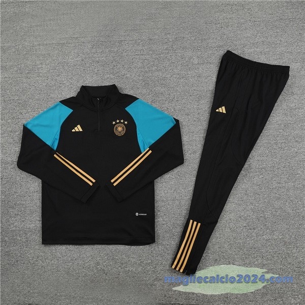 Set Completo Felpa Allenamento Bambino Germania 2023 Nero Verde Poco Prezzo