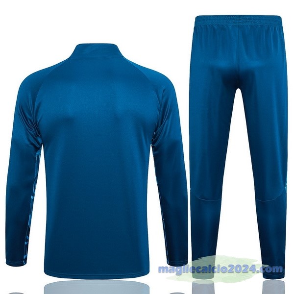 Set Completo Felpa Allenamento Bambino Manchester City 2023 2024 Blu II Bianco Poco Prezzo