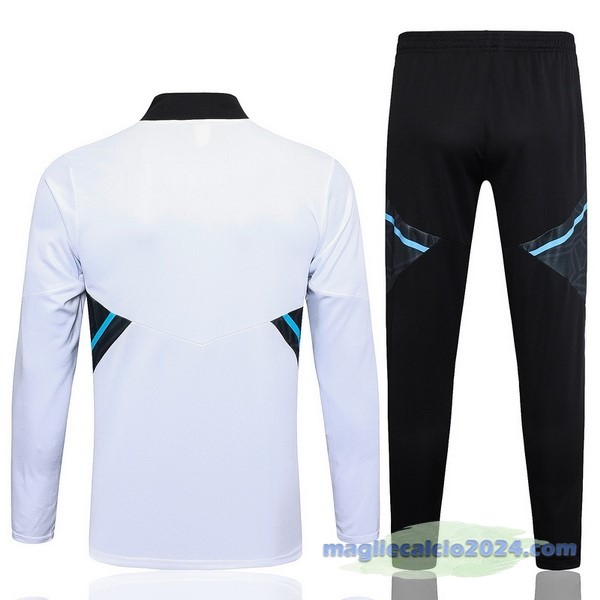 Set Completo Felpa Allenamento Bambino Manchester United 2023 2024 Bianco Verde Nero Poco Prezzo