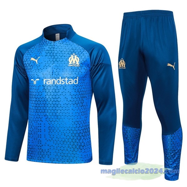Set Completo Felpa Allenamento Bambino Marsella 2023 2024 II Blu Poco Prezzo
