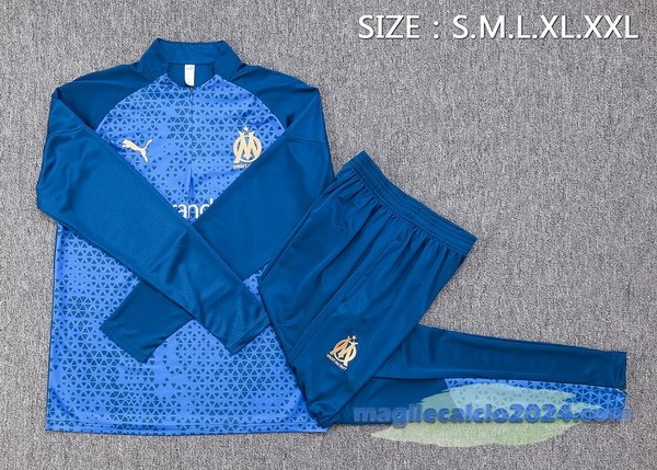 Set Completo Felpa Allenamento Bambino Marsella 2023 2024 II Blu Poco Prezzo