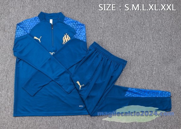 Set Completo Felpa Allenamento Bambino Marsella 2023 2024 I Blu Poco Prezzo