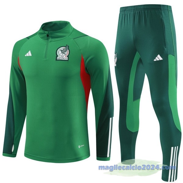 Set Completo Felpa Allenamento Bambino Messico 2023 Verde Poco Prezzo