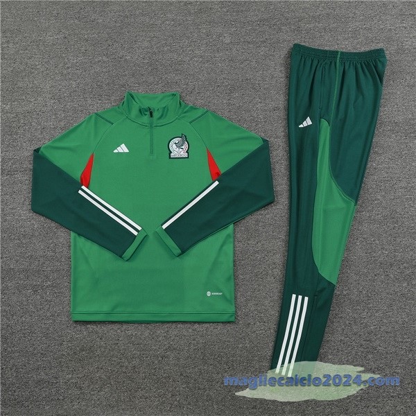 Set Completo Felpa Allenamento Bambino Messico 2023 Verde Poco Prezzo