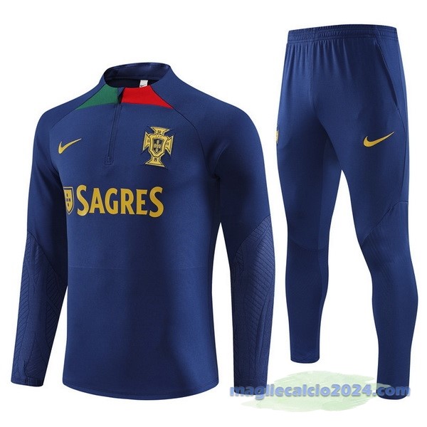 Set Completo Felpa Allenamento Bambino Portogallo 2023 Blu I Navy Poco Prezzo