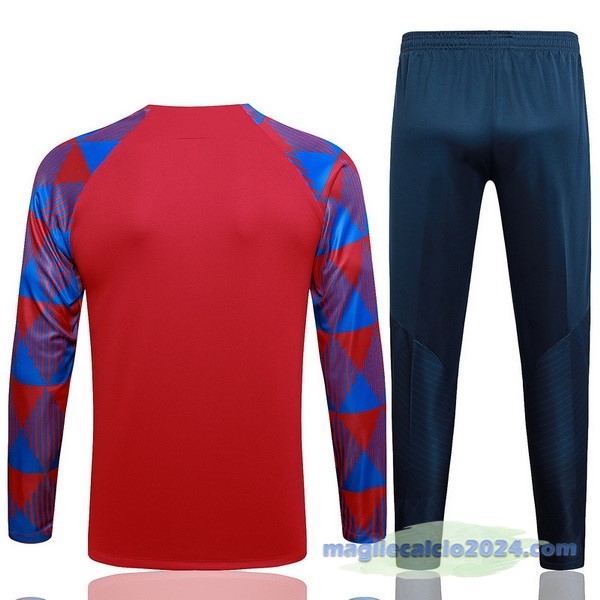 Set Completo Felpa Allenamento Barcelona 2023 2024 Rosso Blu Poco Prezzo