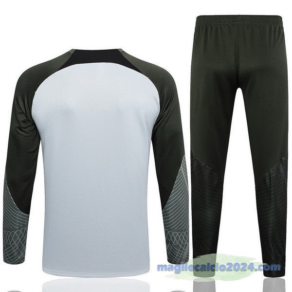 Set Completo Felpa Allenamento Barcelona 2023 2024 Verde Grigio Poco Prezzo