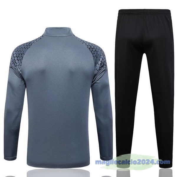 Set Completo Felpa Allenamento Borussia Dortmund 2023 2024 Grigio Luce Nero Poco Prezzo