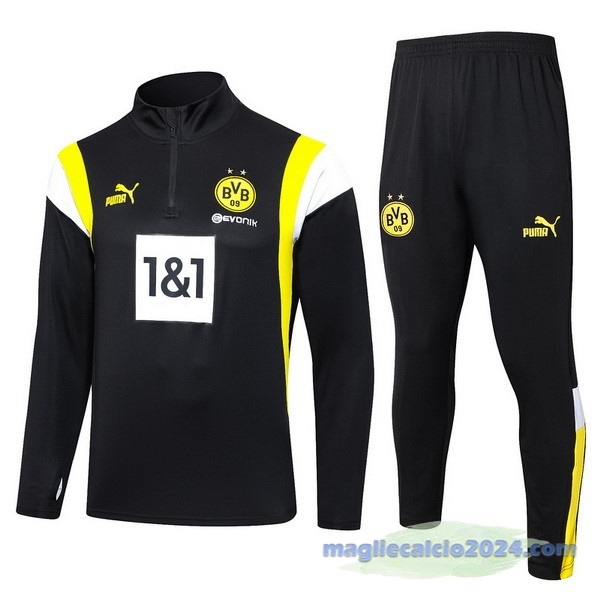 Set Completo Felpa Allenamento Borussia Dortmund 2023 2024 Nero Giallo Bianco Poco Prezzo