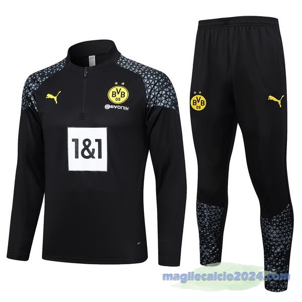 Set Completo Felpa Allenamento Borussia Dortmund 2023 2024 Nero Poco Prezzo