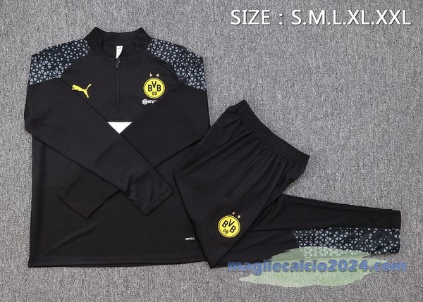 Set Completo Felpa Allenamento Borussia Dortmund 2023 2024 Nero Poco Prezzo