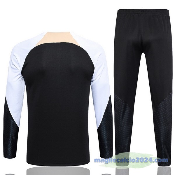 Set Completo Felpa Allenamento Chelsea 2023 2024 Nero Bianco Poco Prezzo