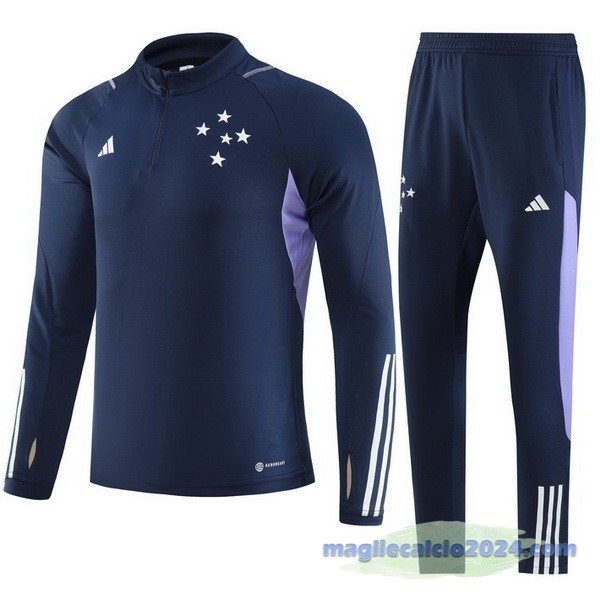 Set Completo Felpa Allenamento Cruzeiro 2023 2024 Blu Navy I Purpureo Poco Prezzo