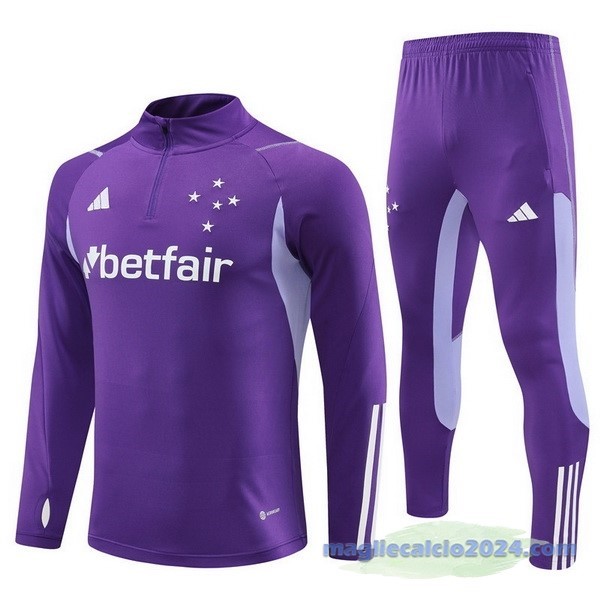 Set Completo Felpa Allenamento Cruzeiro 2023 2024 Purpureo Poco Prezzo
