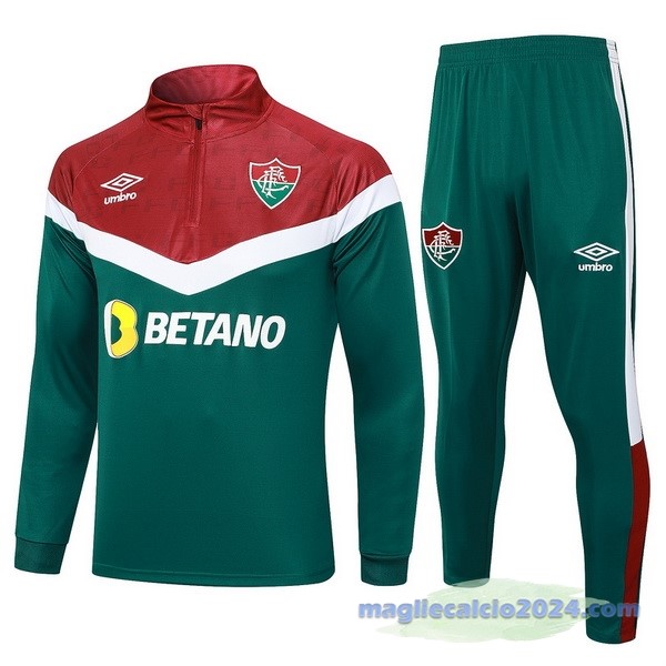 Set Completo Felpa Allenamento Flamengo 2023 2024 Verde Rosso Poco Prezzo