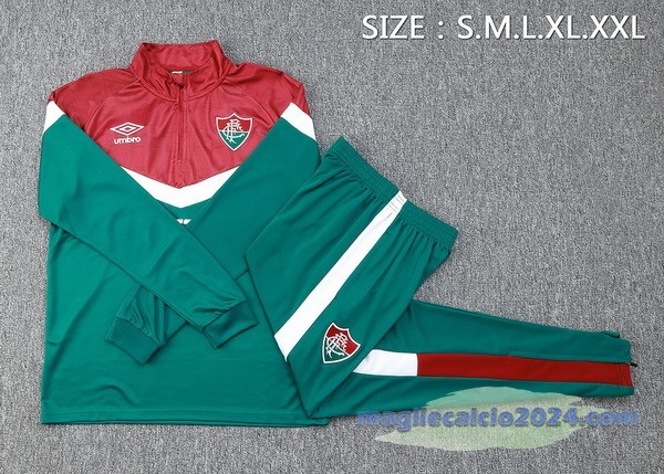 Set Completo Felpa Allenamento Flamengo 2023 2024 Verde Rosso Poco Prezzo