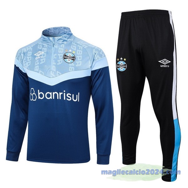 Set Completo Felpa Allenamento Grêmio 2023 2024 Blu I Nero Poco Prezzo