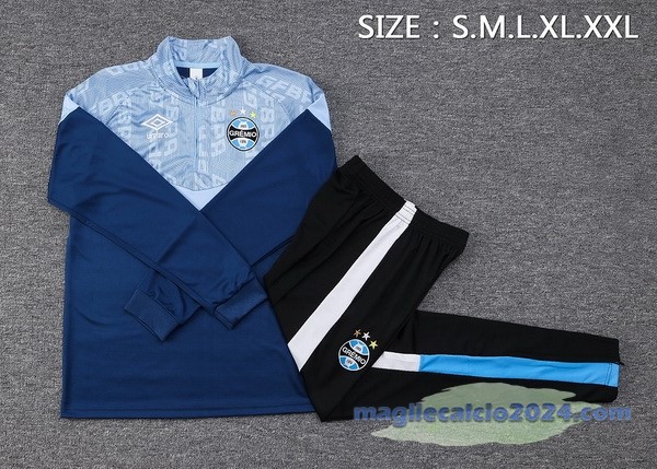 Set Completo Felpa Allenamento Grêmio 2023 2024 Blu I Nero Poco Prezzo