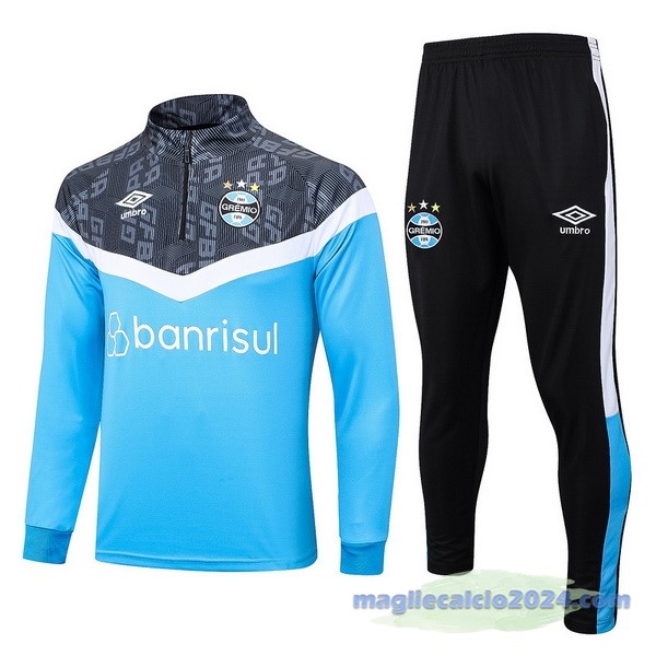 Set Completo Felpa Allenamento Grêmio 2023 2024 Blu Nero Poco Prezzo
