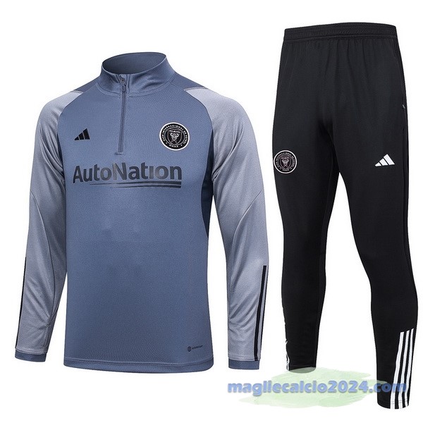 Set Completo Felpa Allenamento Inter Miami 2023 2024 Grigio Nero Poco Prezzo