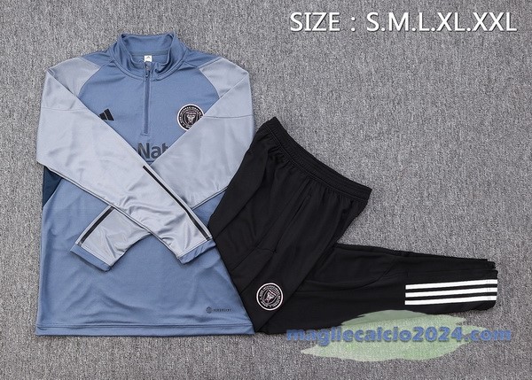 Set Completo Felpa Allenamento Inter Miami 2023 2024 Grigio Nero Poco Prezzo