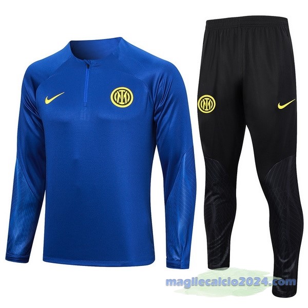 Set Completo Felpa Allenamento Inter Milán 2023 2024 Blu Giallo Nero Poco Prezzo
