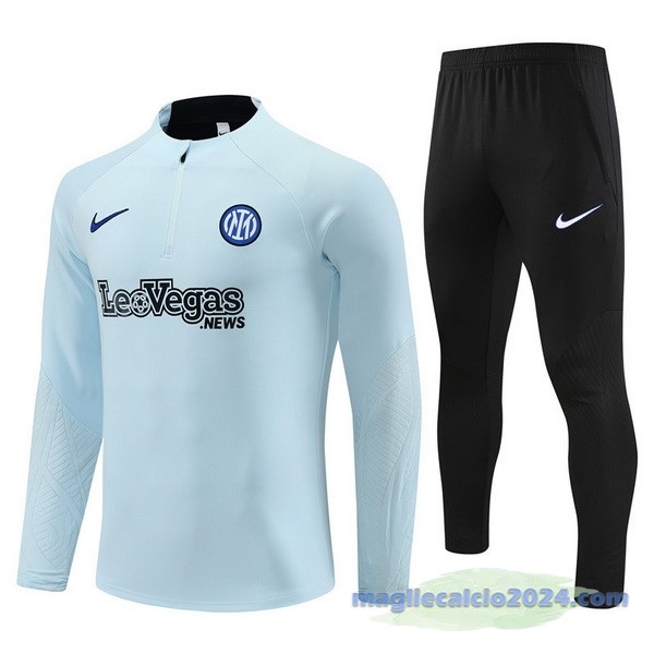 Set Completo Felpa Allenamento Inter Milán 2023 2024 Blu Luce Nero Poco Prezzo