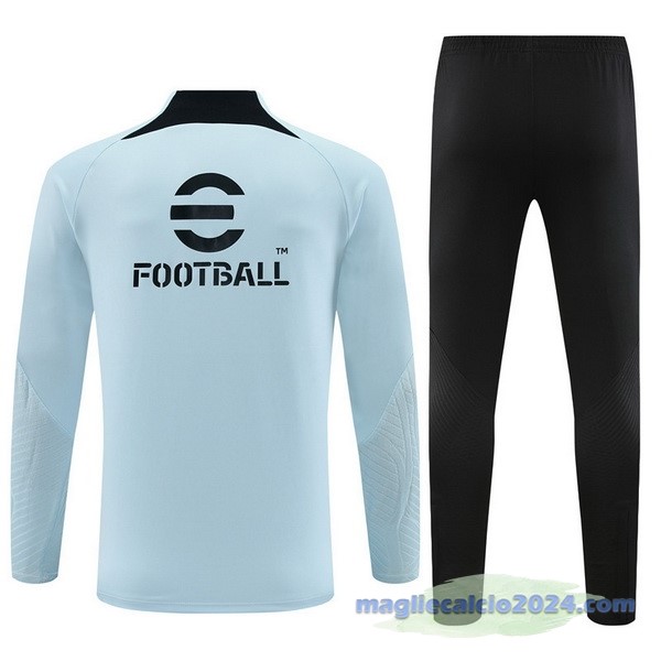 Set Completo Felpa Allenamento Inter Milán 2023 2024 Blu Luce Nero Poco Prezzo