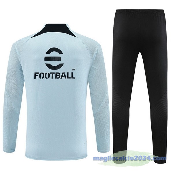 Set Completo Felpa Allenamento Inter Milán Giocatori 2023 2024 Blu Luce Nero Poco Prezzo