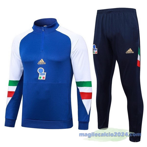 Set Completo Felpa Allenamento Italia 2023 Blu Bianco Verde Poco Prezzo