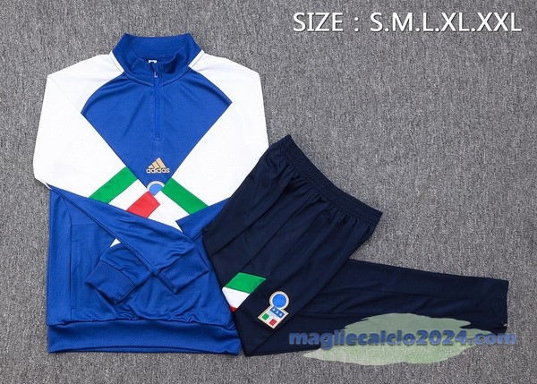 Set Completo Felpa Allenamento Italia 2023 Blu Bianco Verde Poco Prezzo