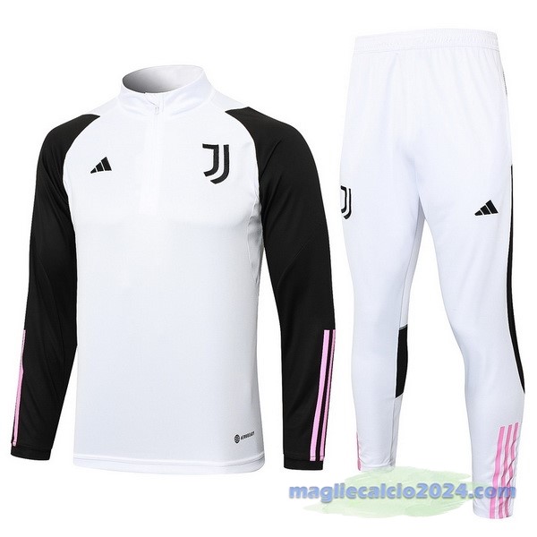 Set Completo Felpa Allenamento Juventus 2023 2024 Bianco I Nero Rosa Poco Prezzo