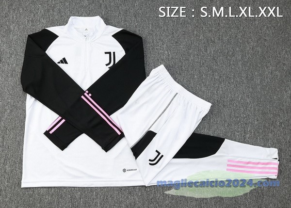 Set Completo Felpa Allenamento Juventus 2023 2024 Bianco I Nero Rosa Poco Prezzo