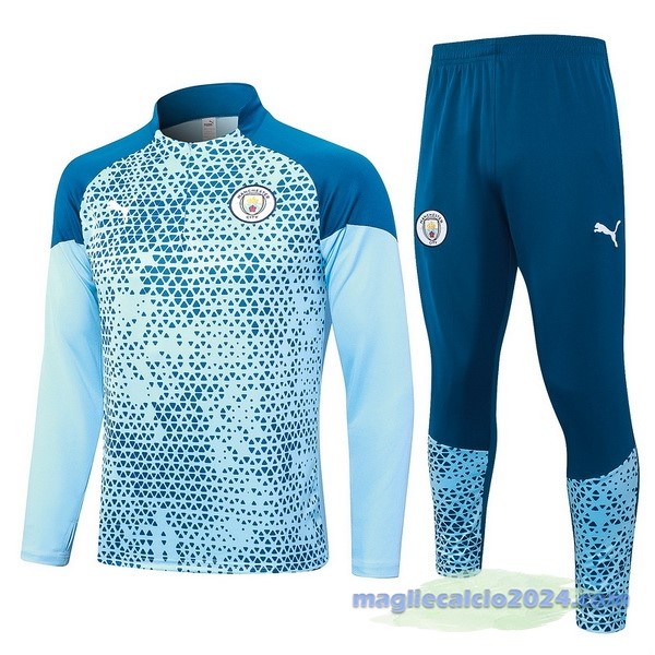 Set Completo Felpa Allenamento Manchester City 2023 2024 Blu I Luce Poco Prezzo